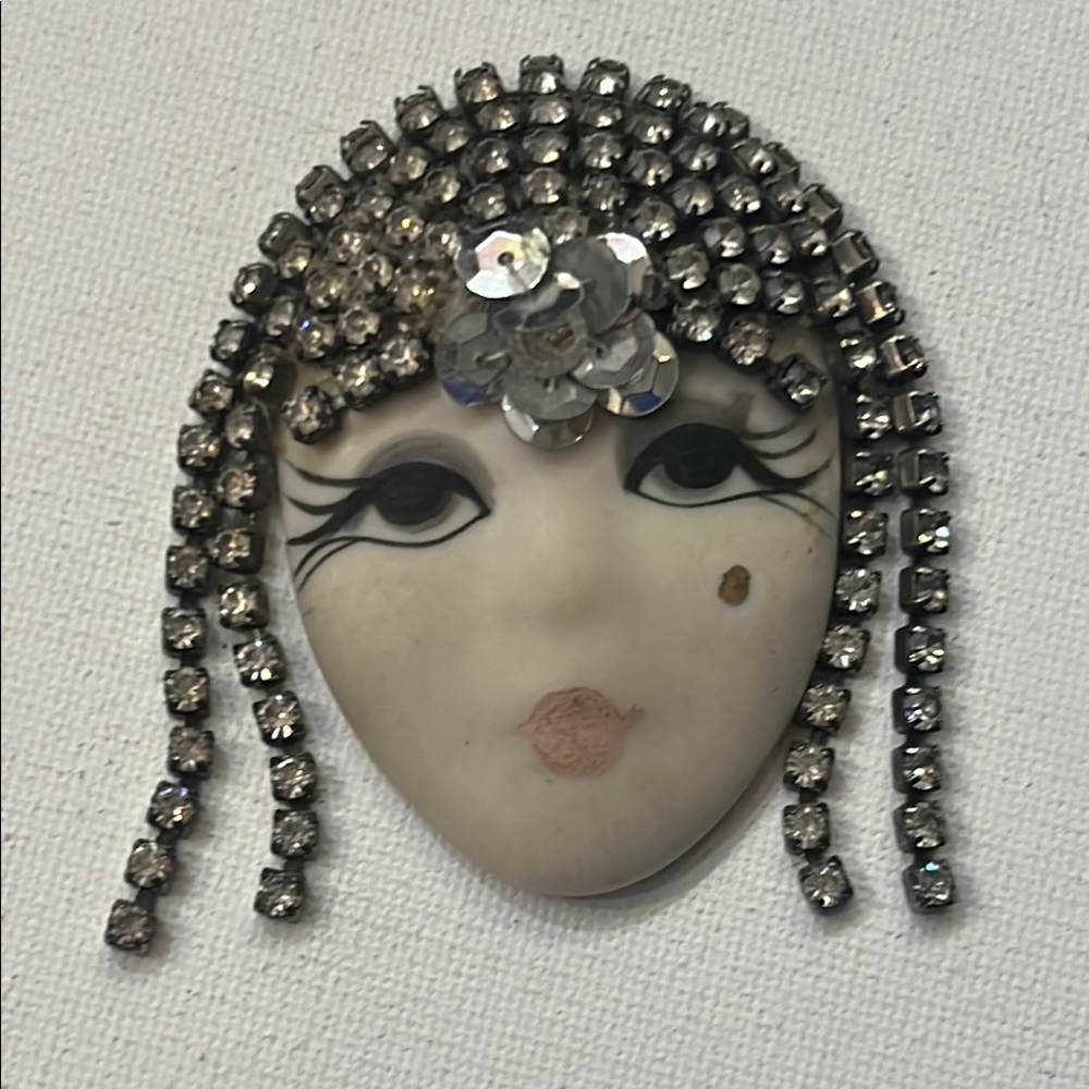 Vintage porcelain Brooch by Gabriella 1970,s